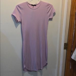 high neck curved hem dress